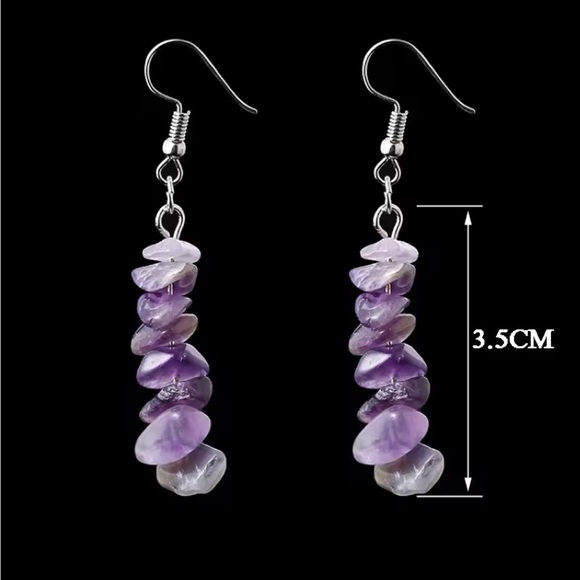 Bracelet And Earrings Set Natural Stone Healing Amethyst Energy - Picture 3 of 16